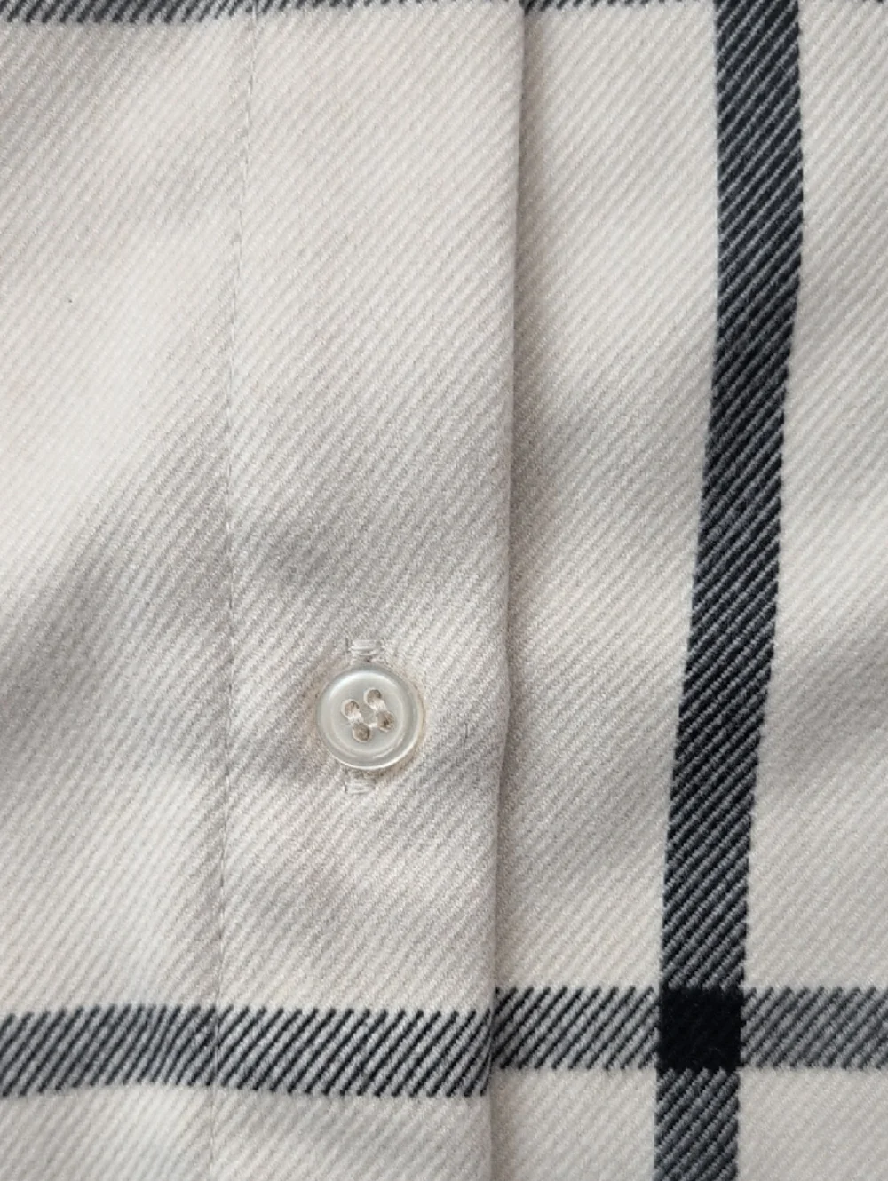 H&M Cream Button-Down Shirt with Black Windowpane Plaid - Picture 6 of 8